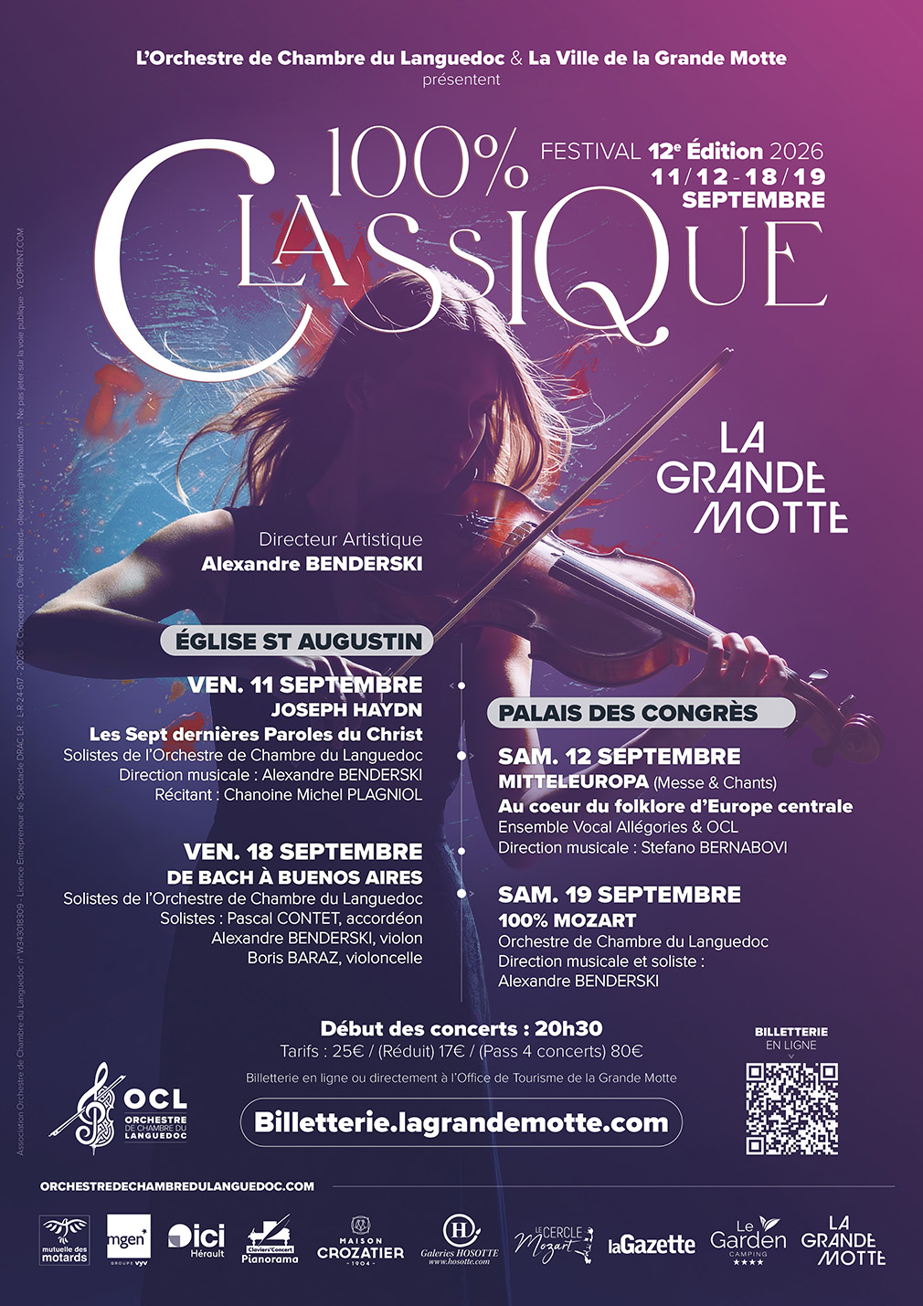 Affiche du Festival 100% Classique 2026 à La Grande-Motte